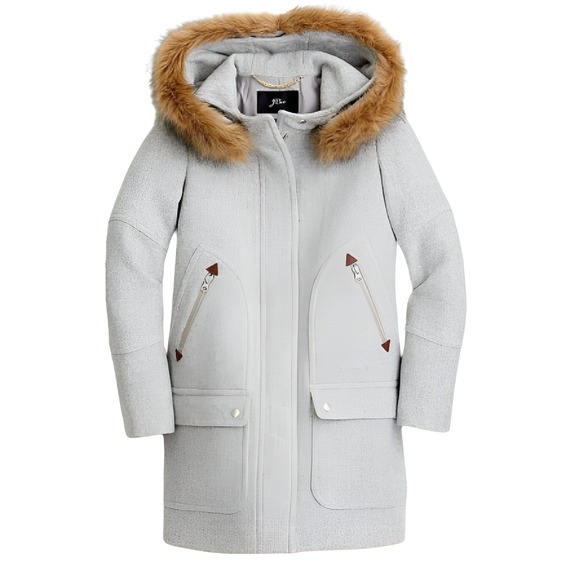 J. Crew Heather Gray Chateau Parka Italian Wool Stadium Cloth Coat Jacket - Picture 3 of 16